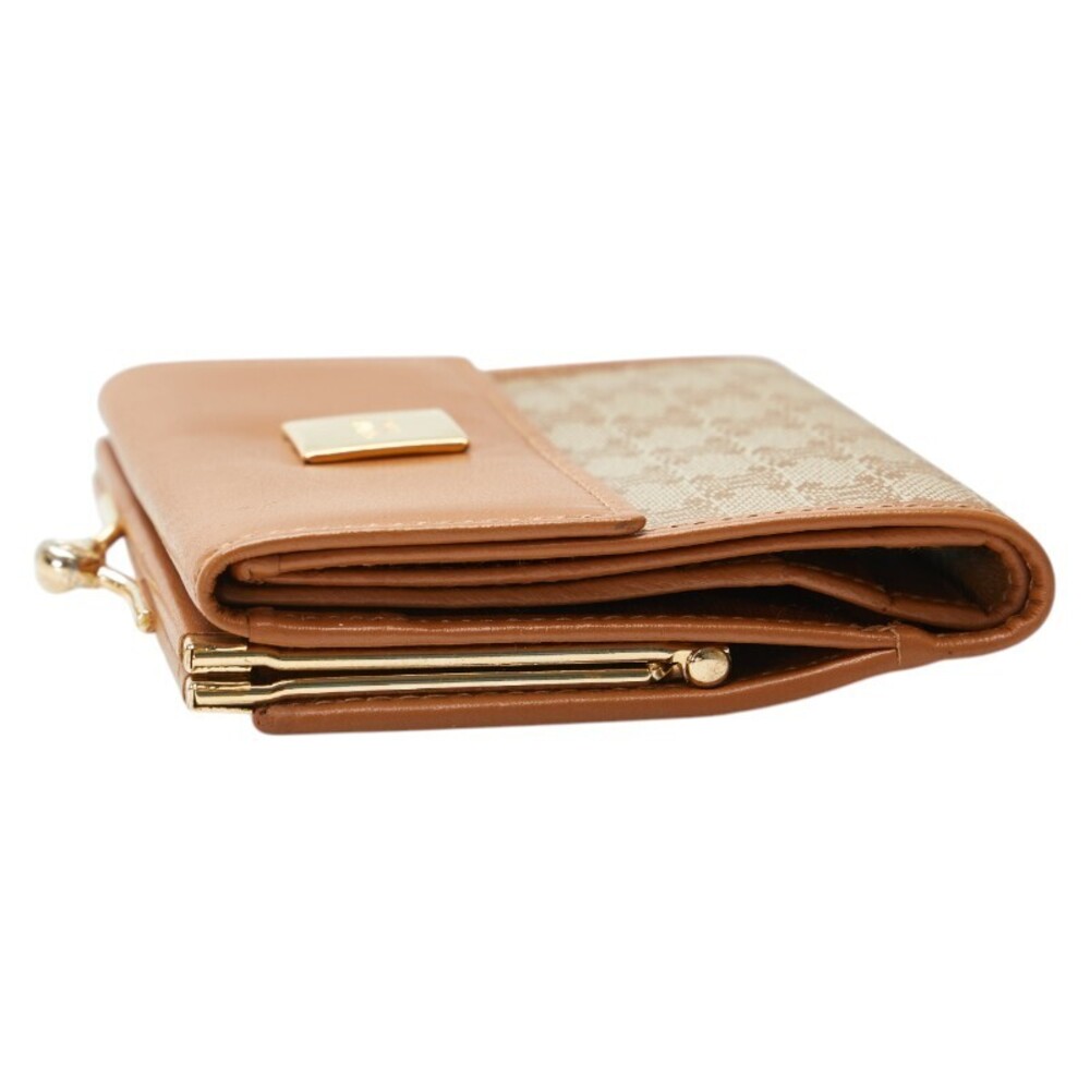 Celine clasp Macadam trifold brown beige leather wallet - Picture 4 of 10